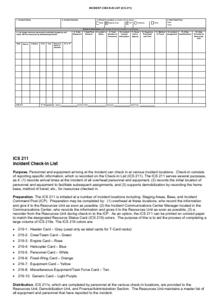 ICS 211 Incident Check-In Form Guide | PDF | Incident Command System