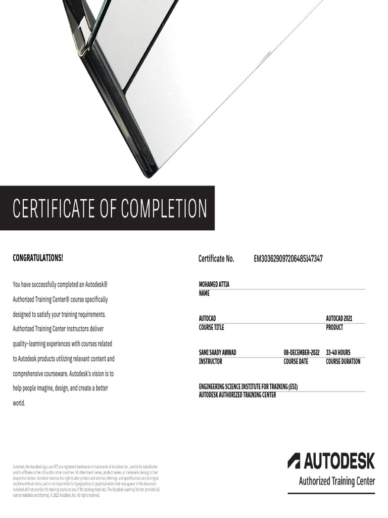 Autodesk AutoCAD 2021 Course Certificate | PDF
