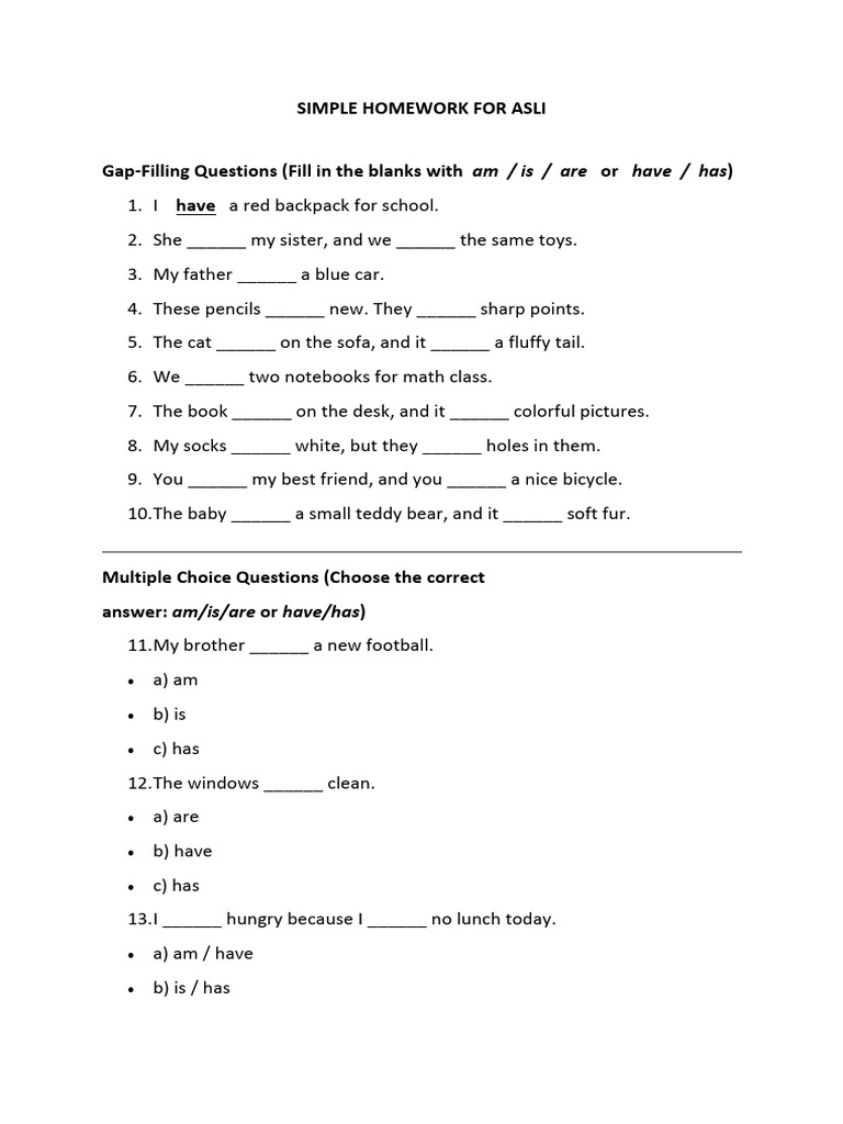 Simple Homework For Asli | PDF