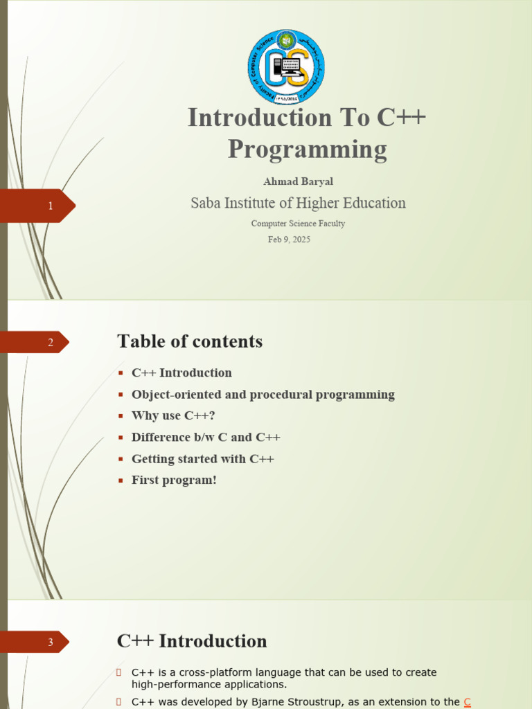 C++ Programming Introduction Notes | PDF | C++ | Object Oriented ...