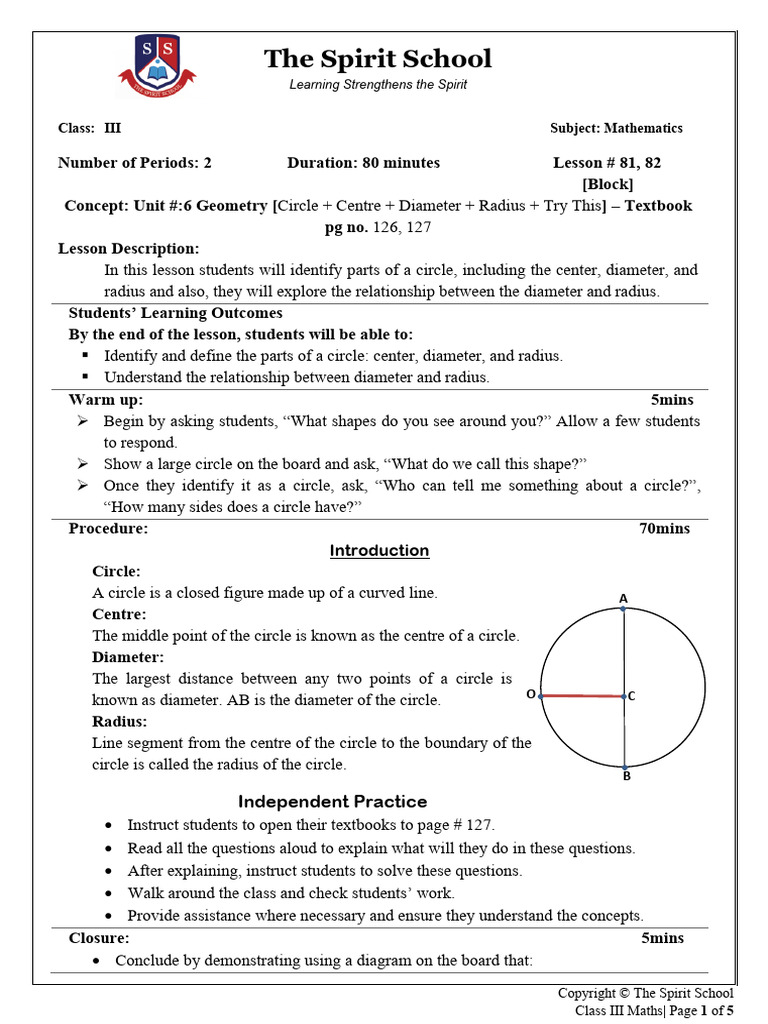 Class III Geometry: Understanding Circles | PDF | Circle | Radius