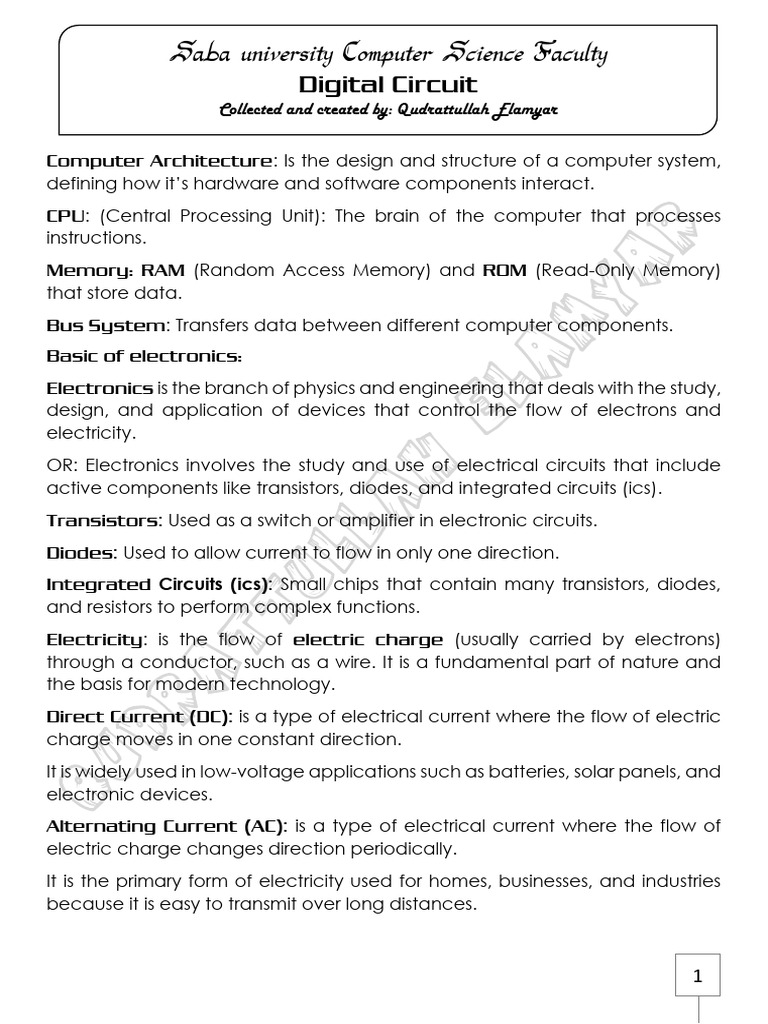 Computer Architecture and Electronics Basics | PDF | Electric Current ...