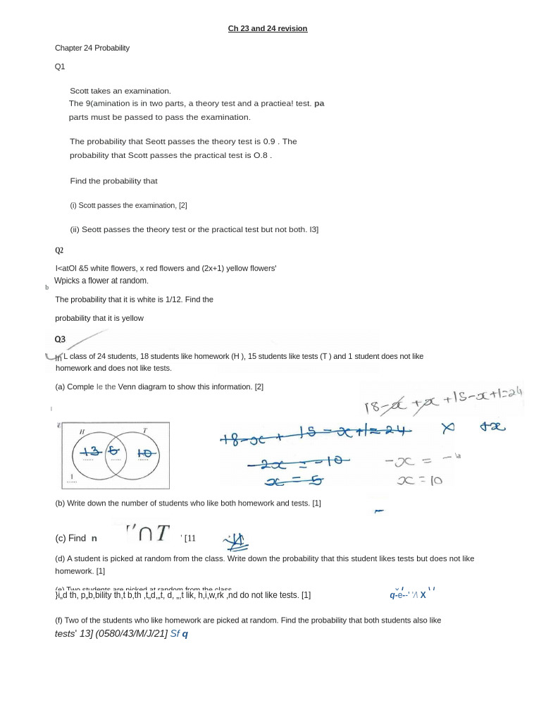 Probability Revision for Exams and Flowers | PDF