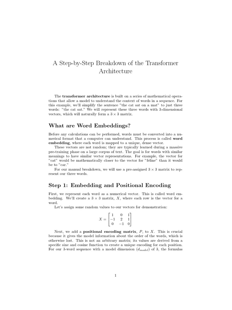 Understanding Transformer Architecture | PDF | Matrix (Mathematics ...