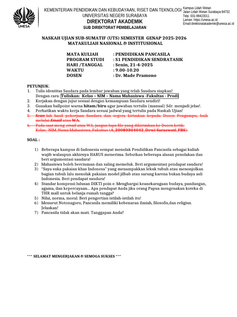 Uts Pancasila | PDF