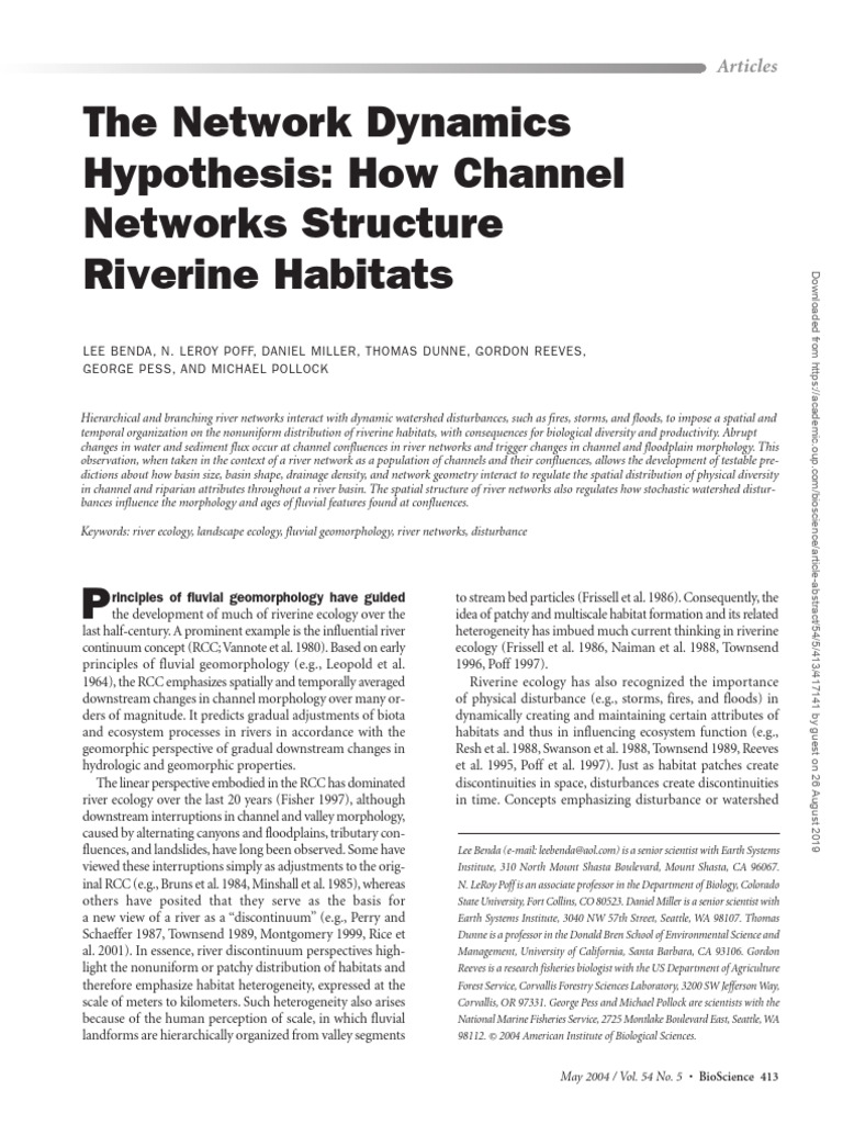 Network Dynamics in Riverine Ecology | PDF | Drainage Basin | River