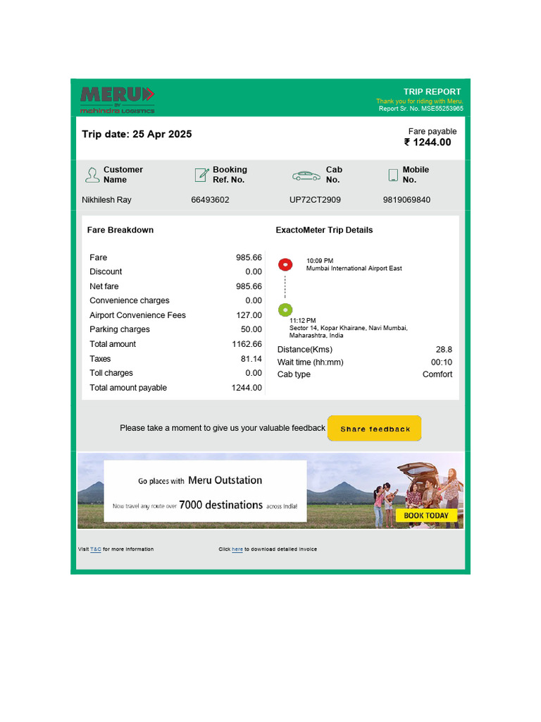 Meru Invoice 66493602 | PDF