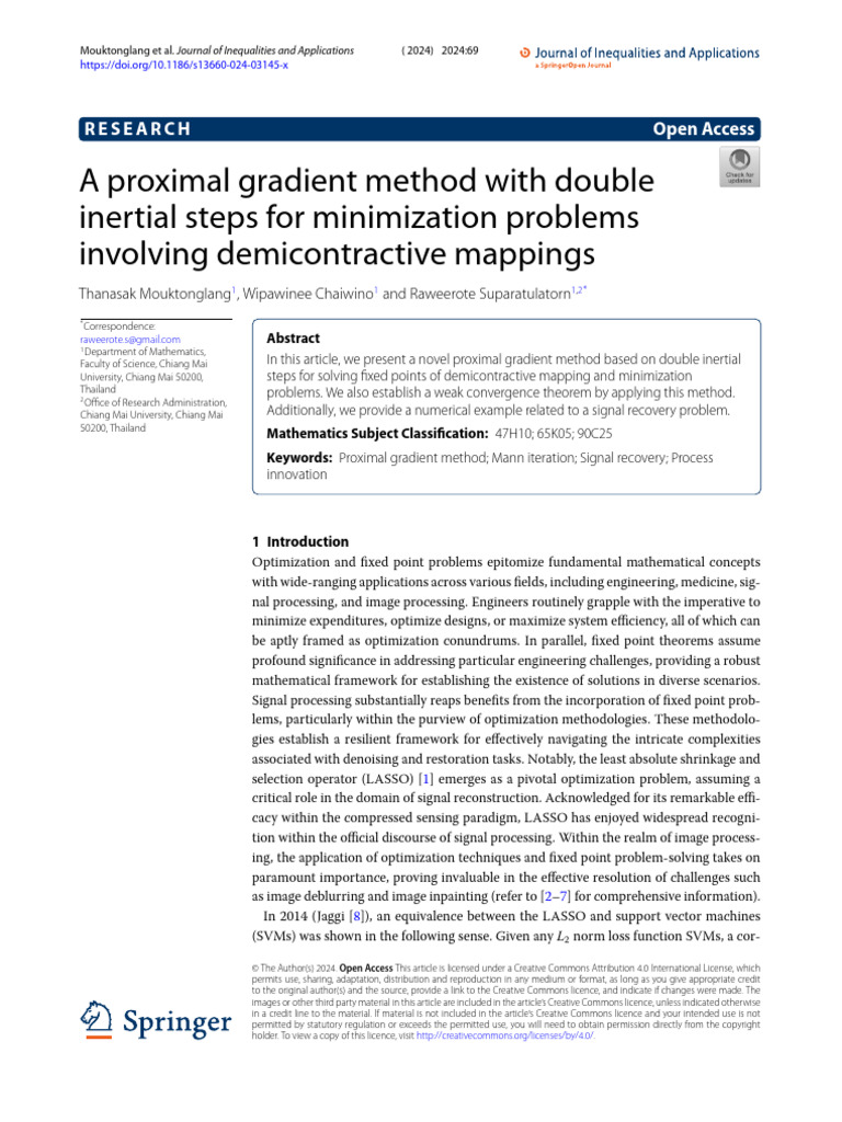 Proximal Gradient Method for Minimization | PDF | Support Vector ...