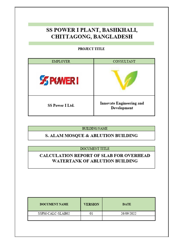 Slab Calculation Report for Water Tank | PDF | Strength Of Materials ...