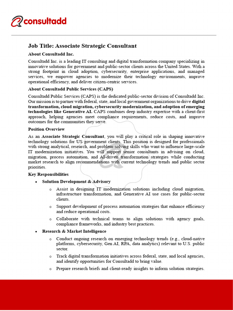 Associate Strategic Consultant Role | PDF | Cloud Computing ...