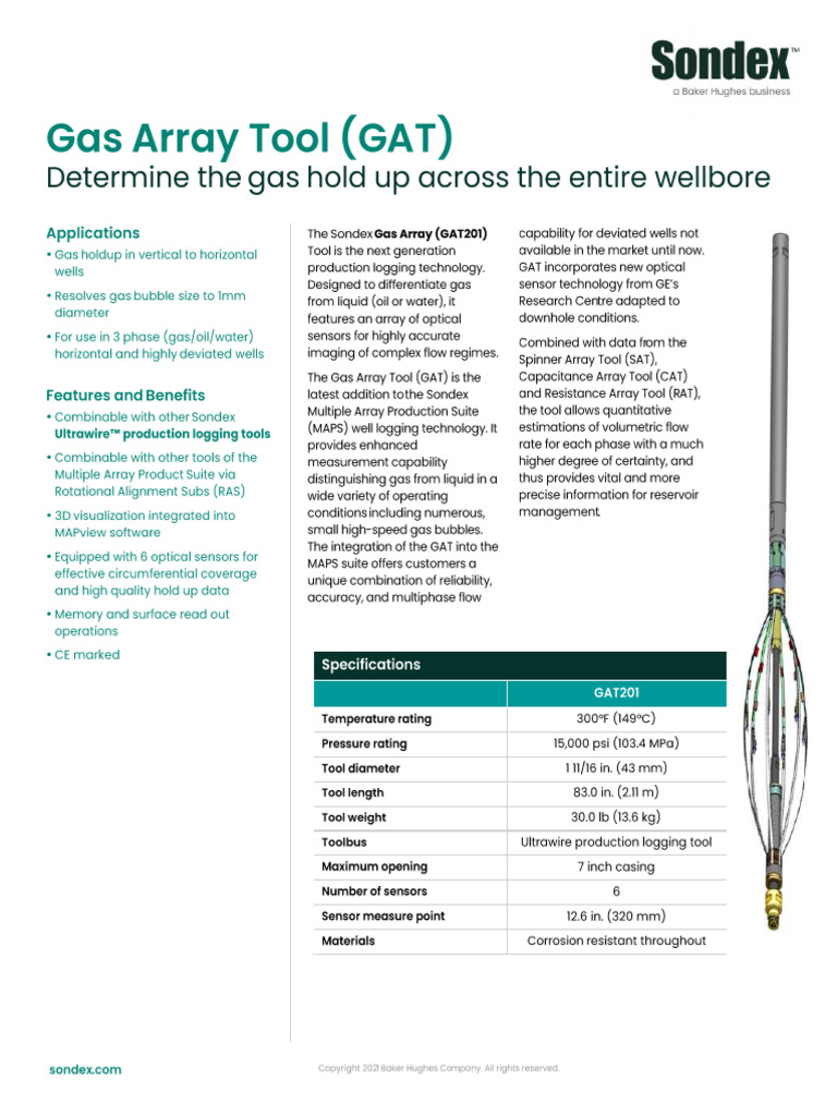 Sondex Gas Array Tool GAT Spec | PDF