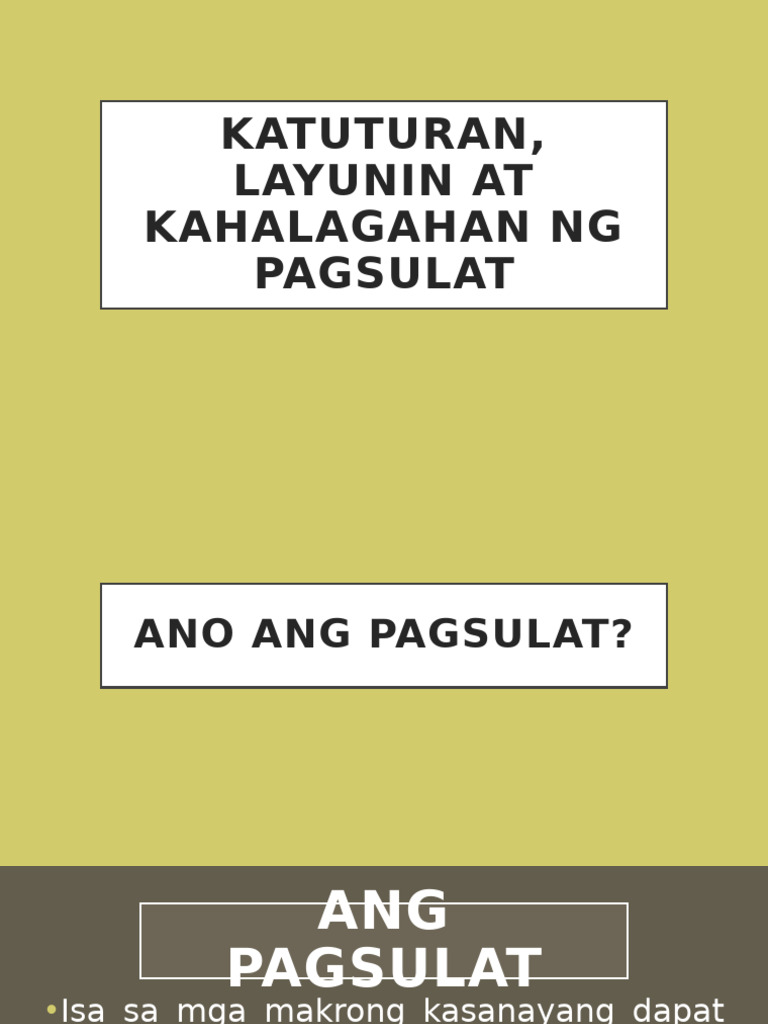 K1 PPT1 Katuturan Layunin at Kahalagahan NG Pagsulat | PDF