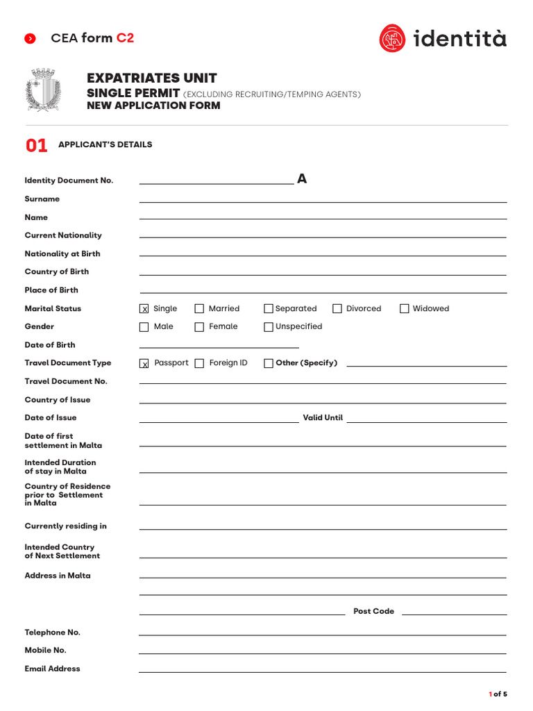 CEA Form C2: Single Permit Application | PDF | Travel Visa | Government ...