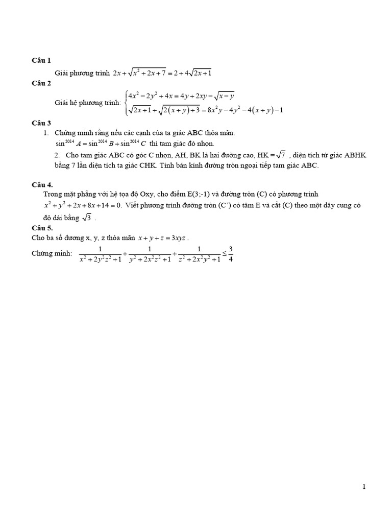 De So 01 Cap Truong | PDF