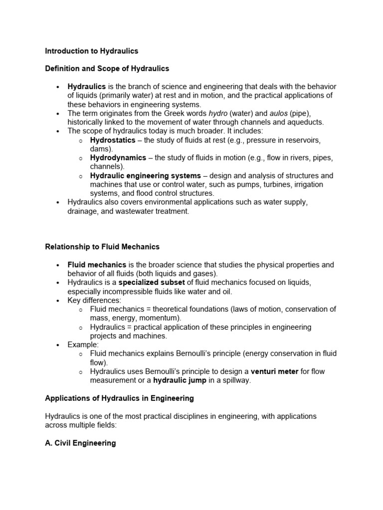 Introduction to Hydraulics in Engineering | PDF | Hydraulics | Fluid ...