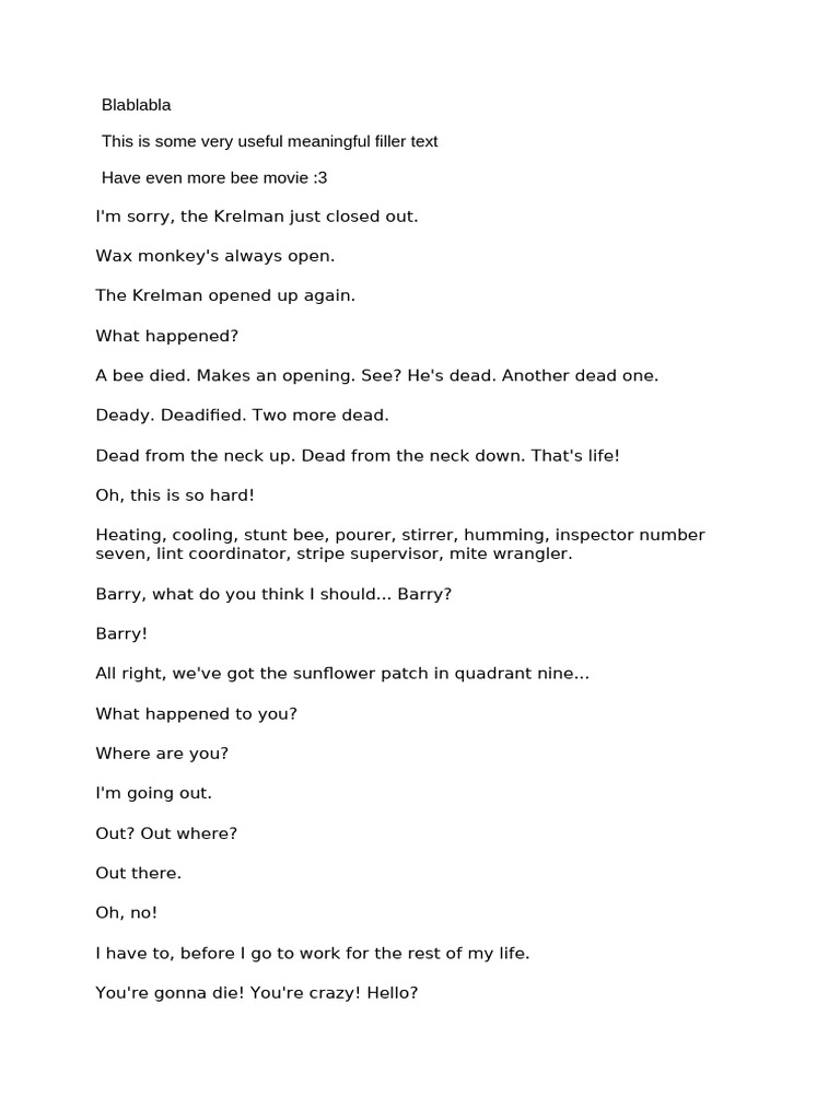 Bee Movie Script Excerpt Analysis | PDF | Plant Reproduction | Flowers