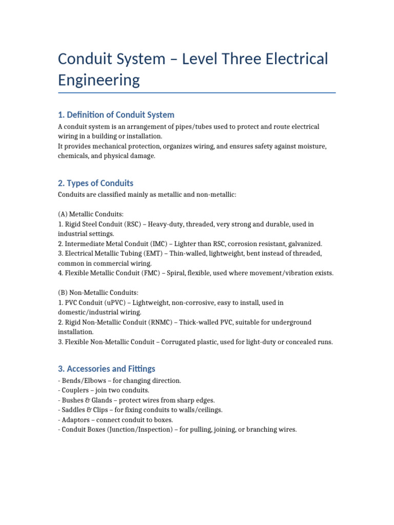 Conduit System Overview and Applications | PDF | Electrical Wiring ...