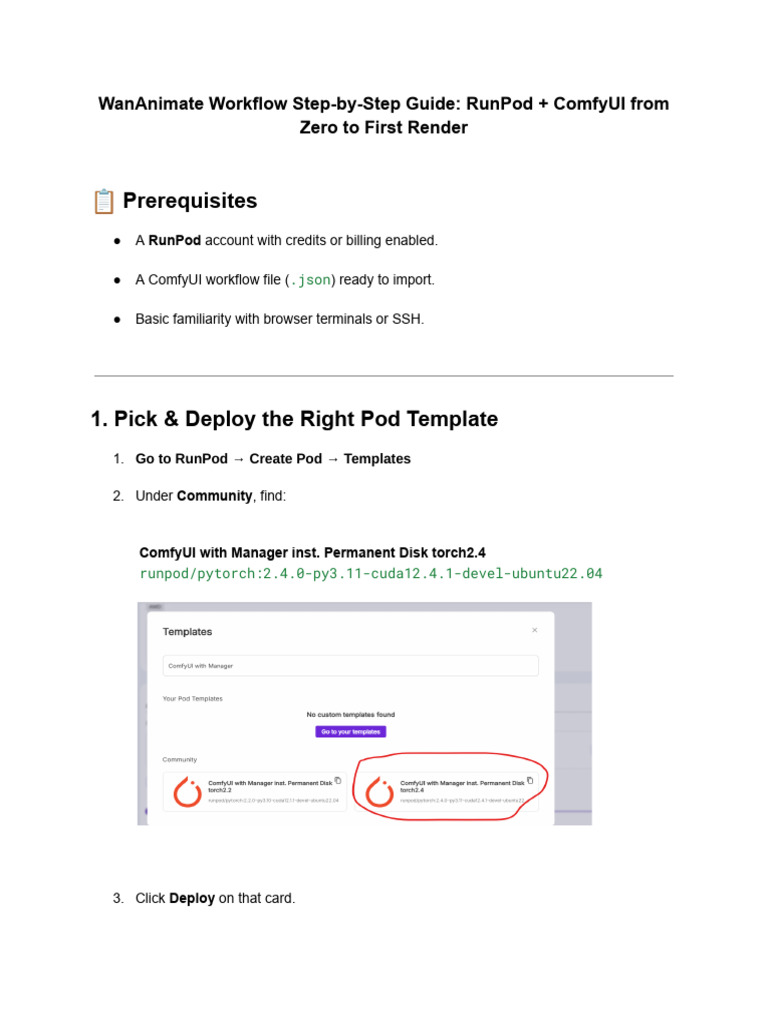 RunPod ComfyUI Workflow Guide | PDF | Software | Computing