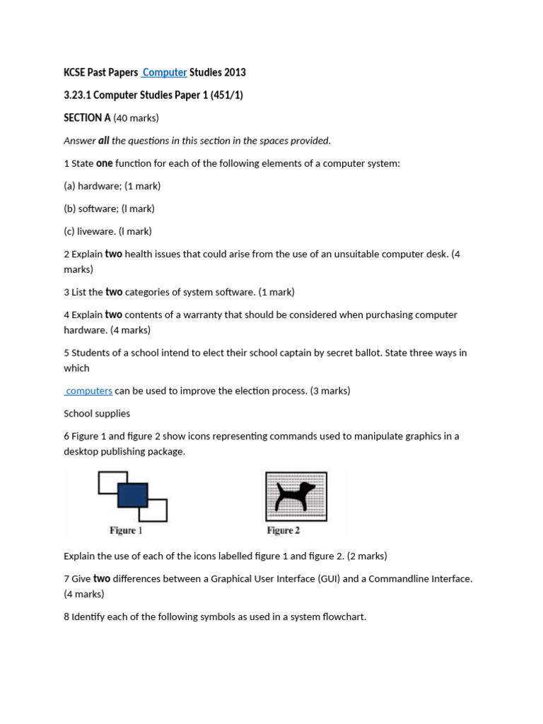 KCSE 2014 Computer Studies Paper 1 | PDF | Graphical User Interfaces ...