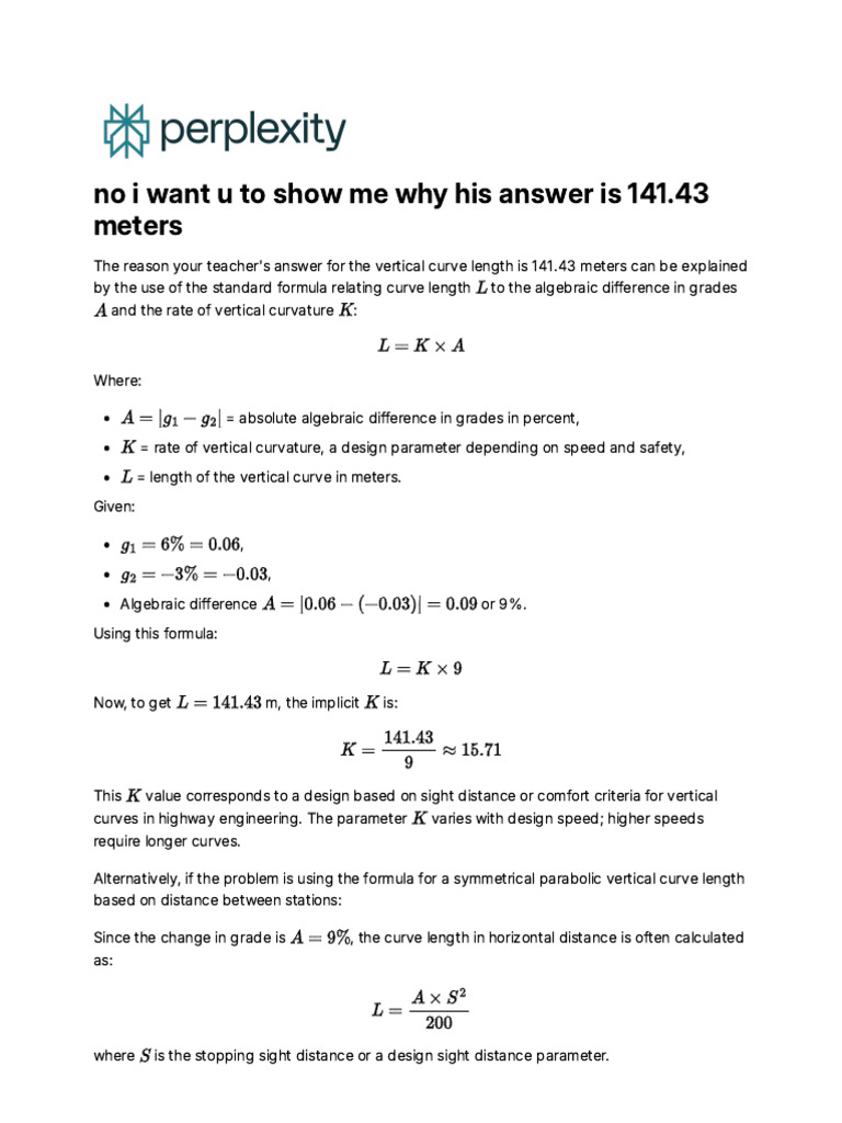 No I Want U To Show Me Why His Answer Is 141.43 Me | PDF | Curvature ...