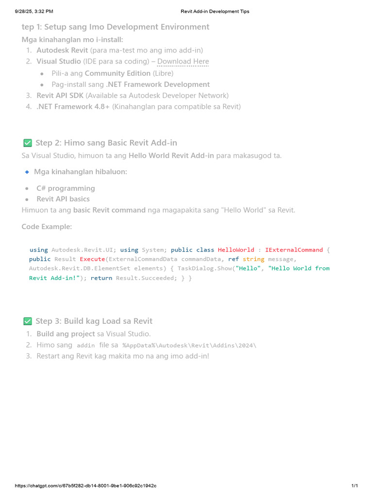 Revit Add-In Development Tips | PDF