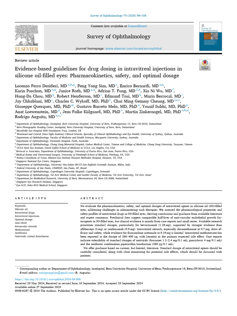 Guidelines for Intravitreal Drug Dosing | PDF | Pharmacology ...