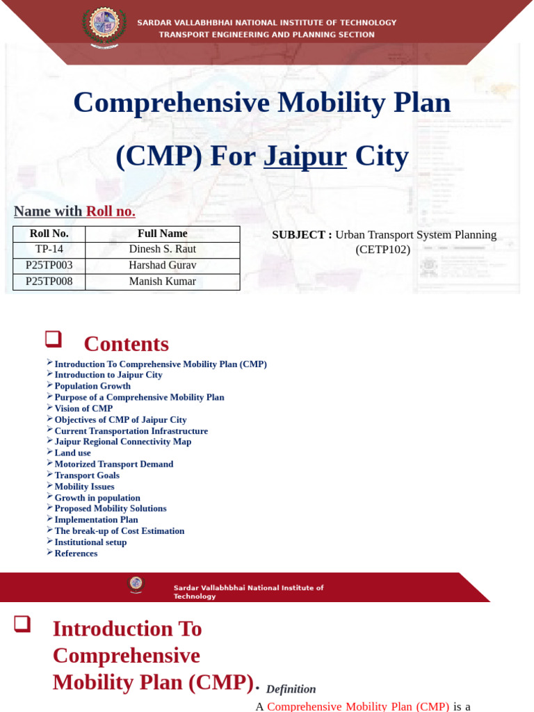 Jaipur Comprehensive Mobility Plan Overview | PDF | Transport | Traffic ...