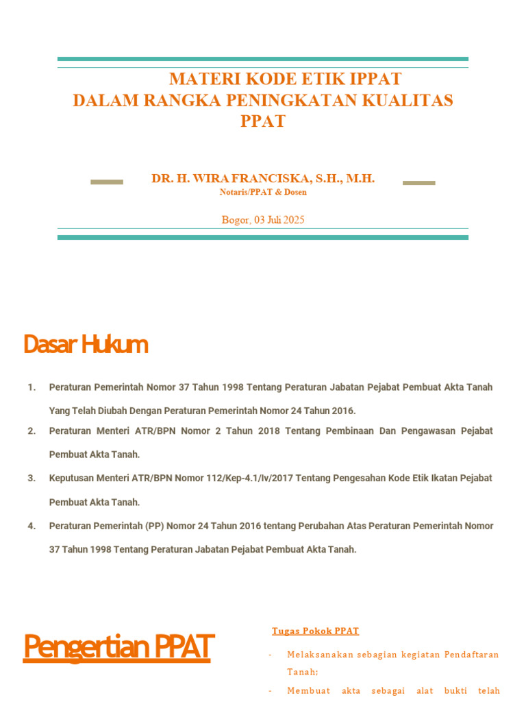 Kode Etik PPAT untuk Profesionalisme | PDF