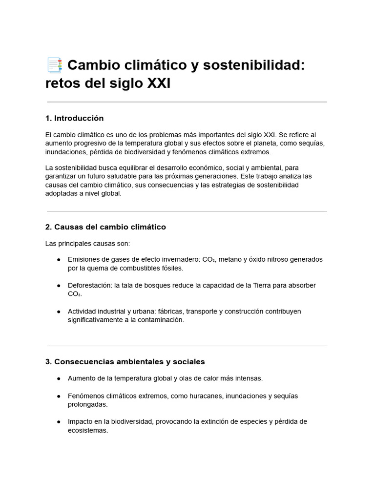 El Cambio Climático | PDF | Sustentabilidad | Cambio climático