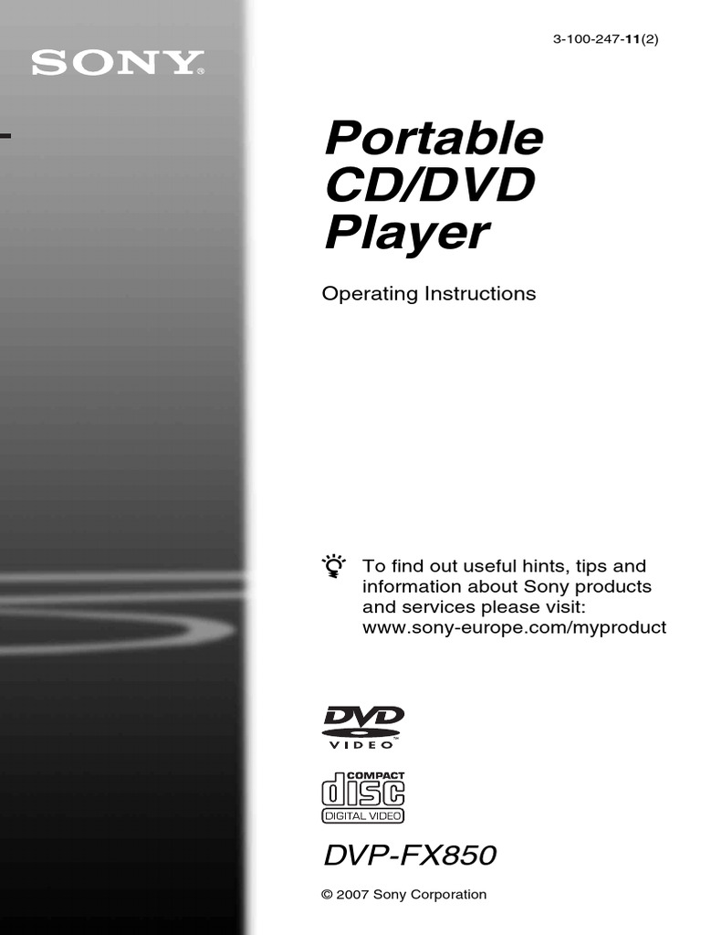 Sony DVP-FX850 DVD Player Manual | PDF | Compact Disc | Dvd