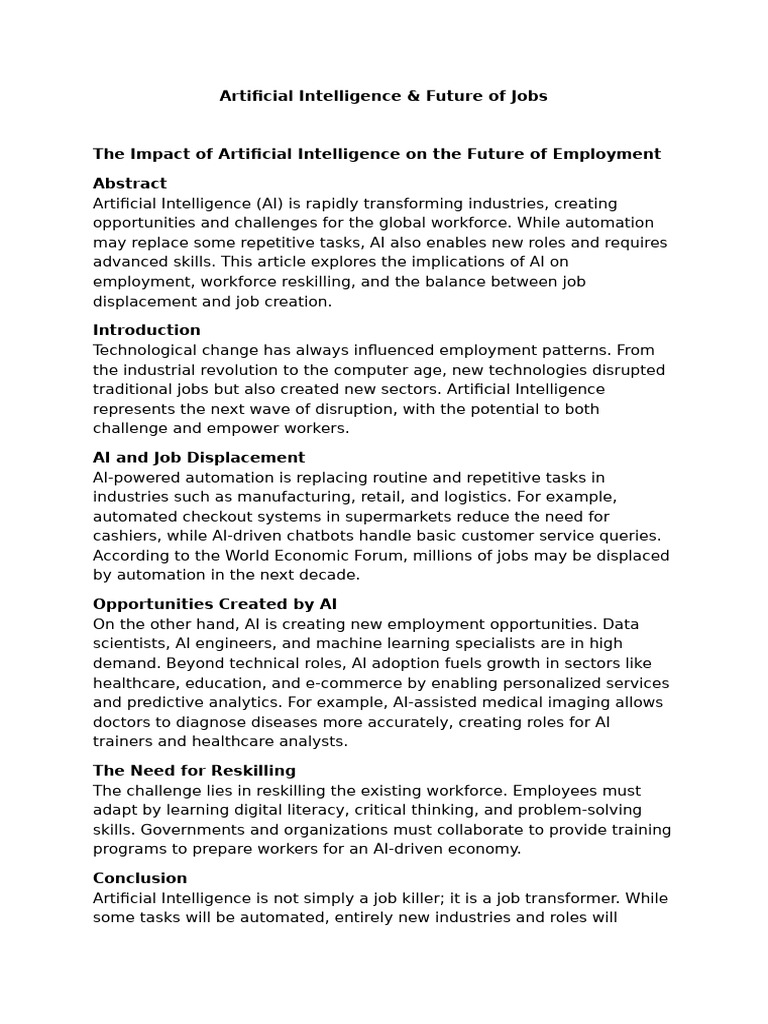 AI's Impact on Future Employment Trends | PDF | Artificial Intelligence ...