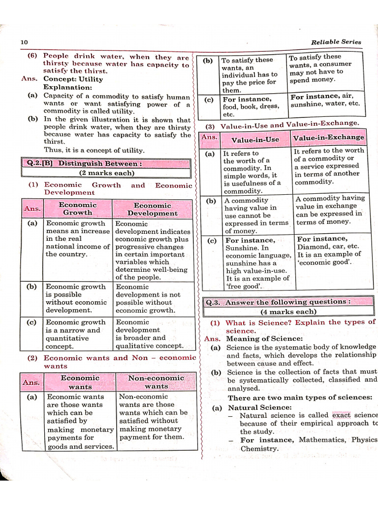 XIth Economics Notes Chapter 1 and 2 | PDF