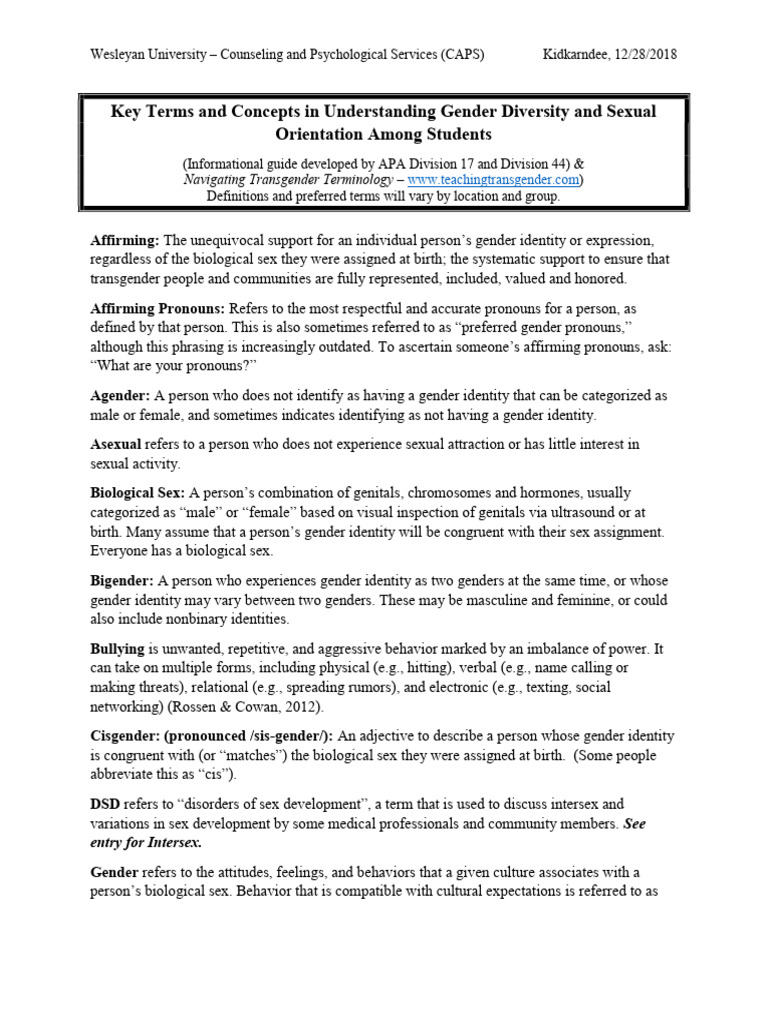 Understanding Gender Diversity Terms | PDF | LGBTQIA+ Studies | Transgender