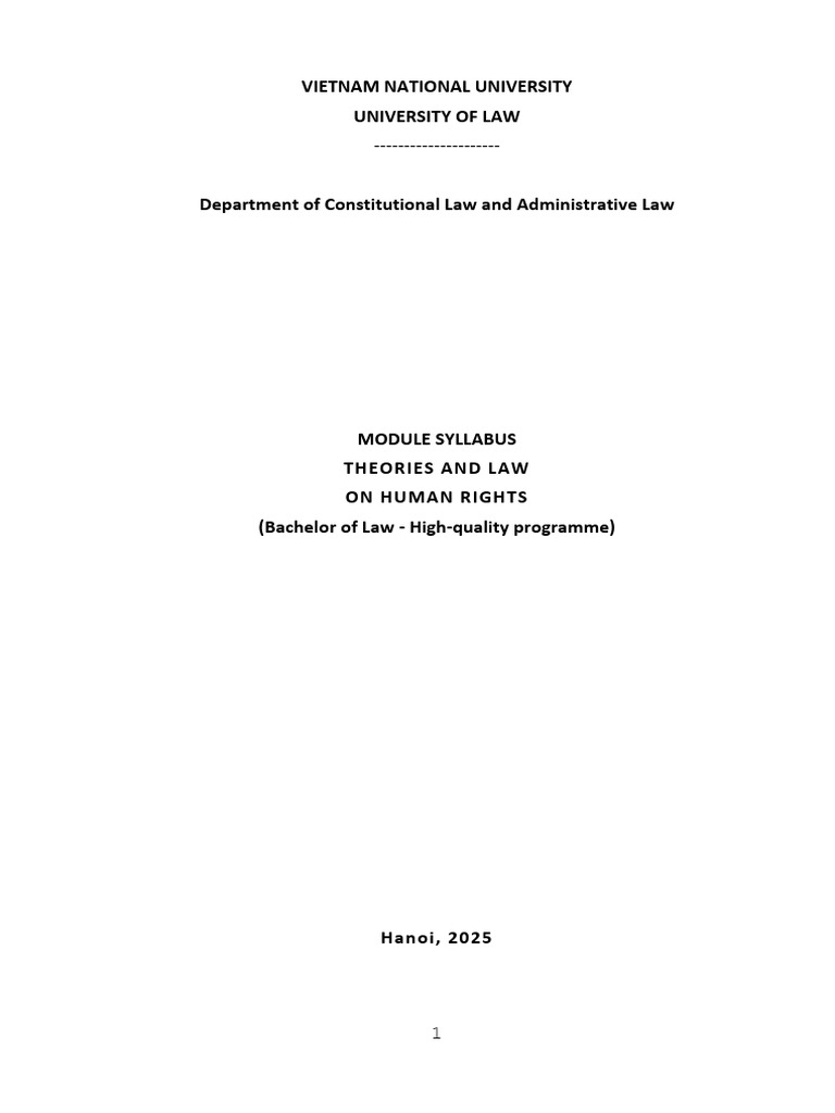 Syllabus - Theories and Law On Human Rights 2025 - CLC | PDF | Human ...