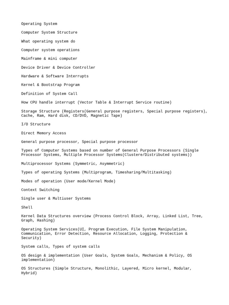 Operating System Covered Topics | PDF