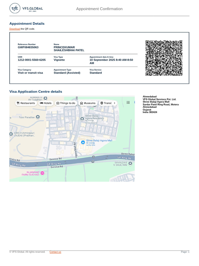 Visa Appointment Confirmation Details | PDF | Travel Visa | Government ...