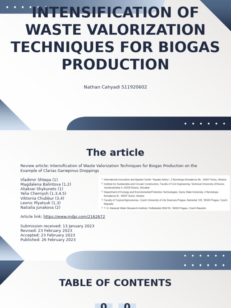 Intensification of Waste Valorization Techniques For Biogas Production ...