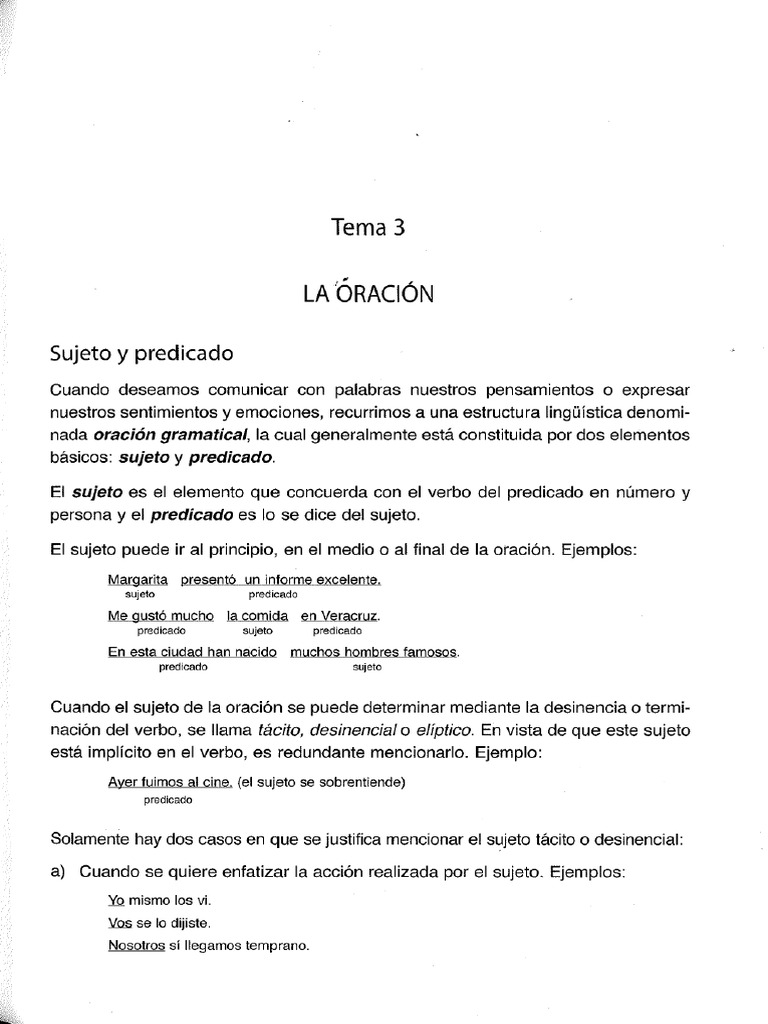 Estructura de la Oración: Sujeto y Predicado | PDF | Predicado ...