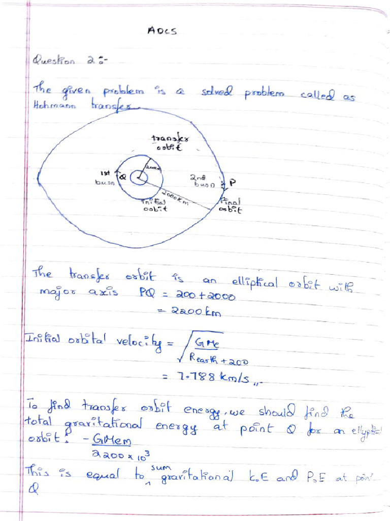 Hohmann Transfer Orbit Calculations | PDF