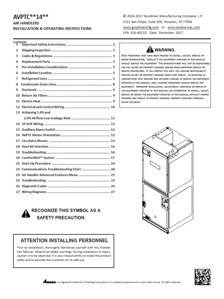 Air Handlers Installation Guide | PDF | Duct (Flow) | Mechanical ...