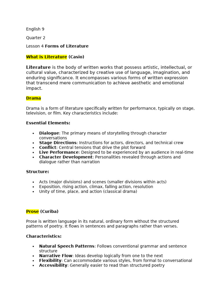 Understanding Forms of Literature | PDF | Poetry | Essays