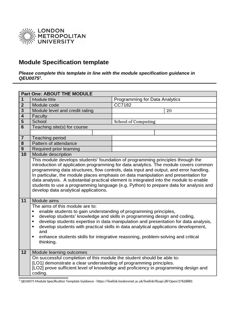 Programming for Data Analytics Module | PDF | Computer Programming ...