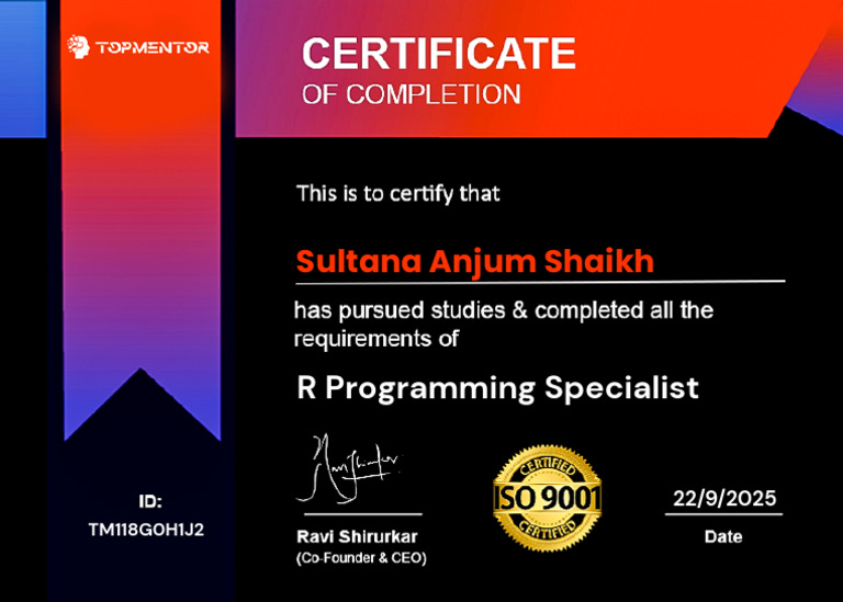 R Programming Specialist | PDF