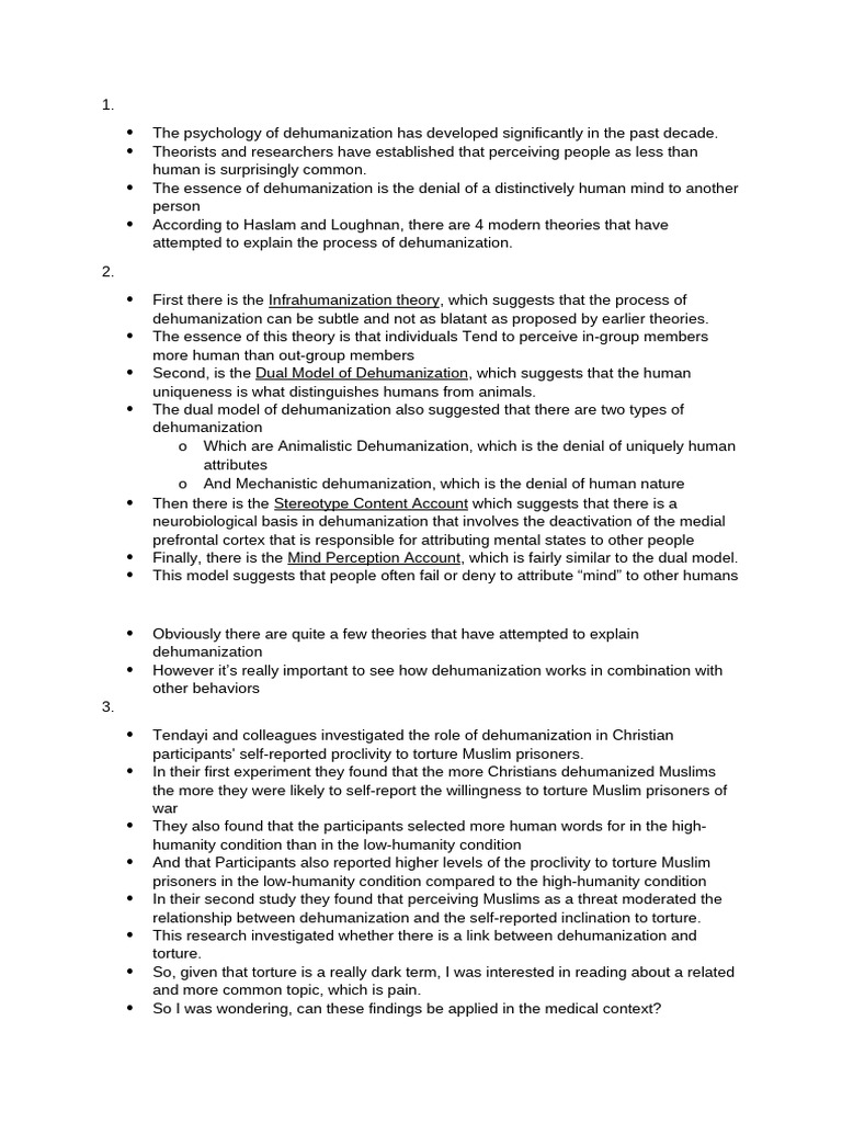The Psychology of Dehumanization Explained | PDF | Mind | Torture