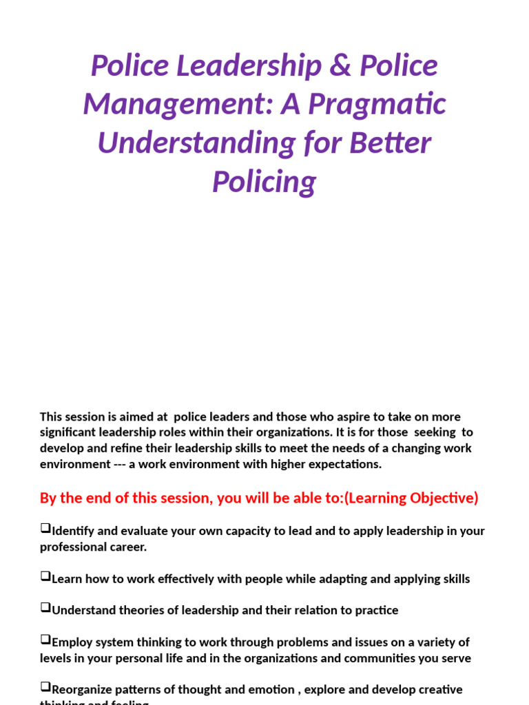Enhancing Police Leadership Skills | PDF | Leadership | Goal
