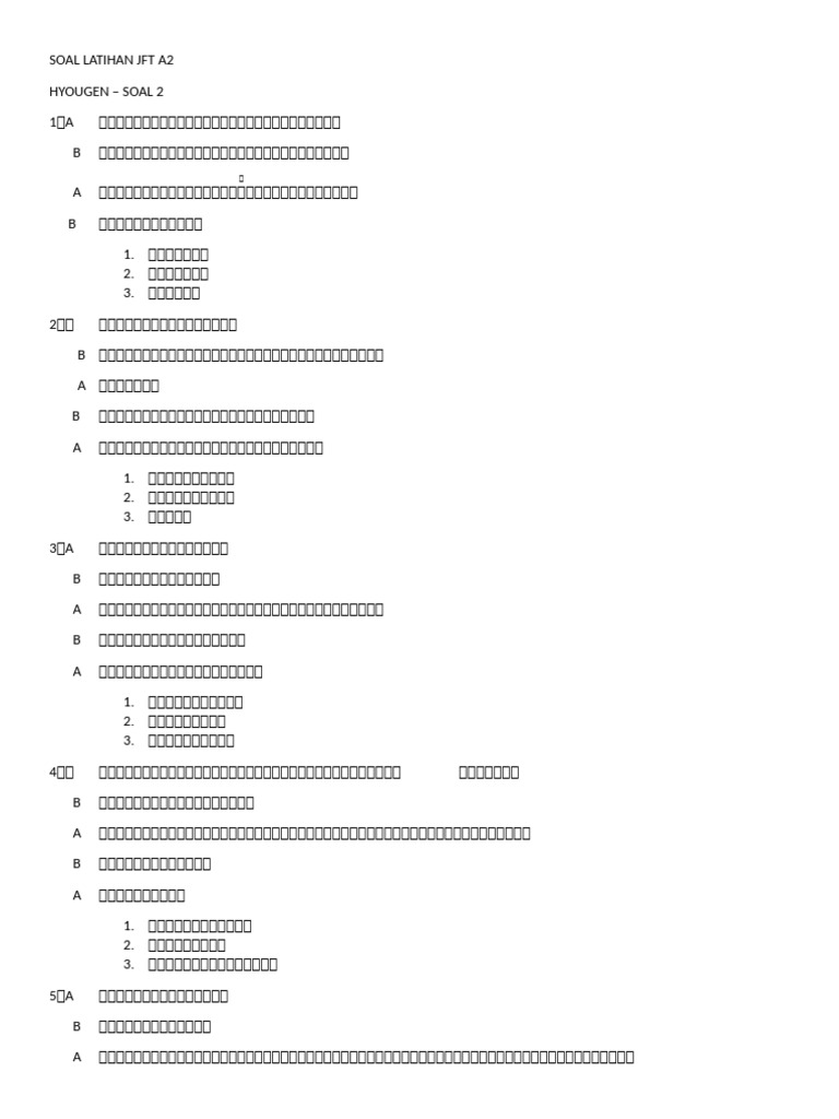 JFT A2 - Hyougen Soal 2 | PDF