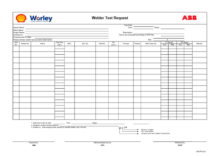 Welder Test Request Form | PDF | Welding | Construction