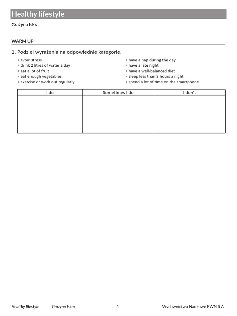 Healthy Lifestyle Tips and Exercises | PDF | Diseases And Disorders ...