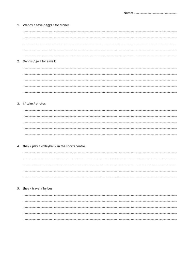 2 Tenses Skeleton Sentences | PDF