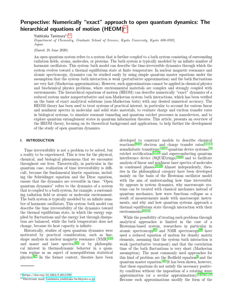 HEOM Theory in Open Quantum Dynamics | PDF | Quantum Mechanics ...